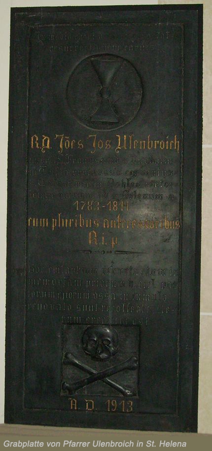 Grabplatte von Pfarrer Ulenbroich in St. Helena